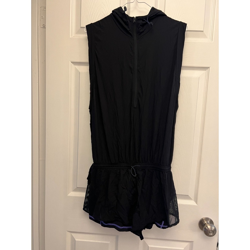 Free People Black Sleeveless Hooded Romper